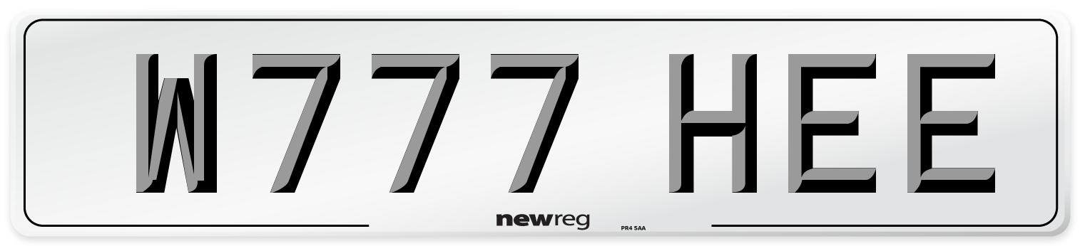 W777 HEE Number Plate from New Reg